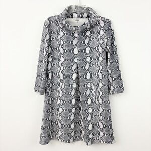 Tyler Boe Kim Snakeskin Print Dress Size XS Cowl Neck 3/4 Sleeve Gray Mini